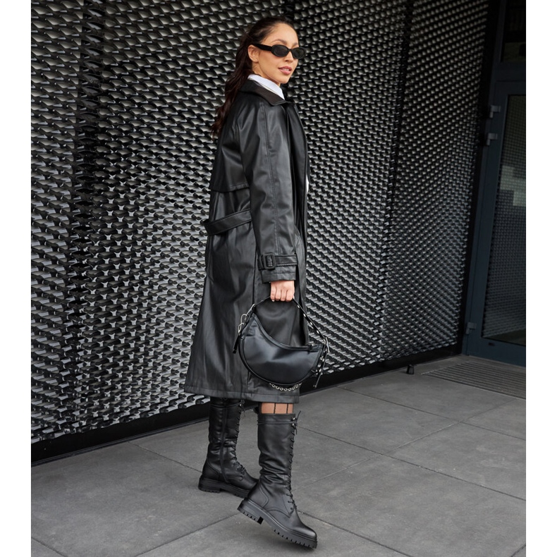 Schwarze, hochgeschnürte Montepiano-Arbeiterschuhe 1