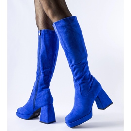 Blaue warme Fantino-Stiefel mit hohen Absätzen 1