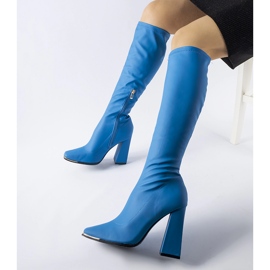 Blaue Stiefel mit massivem Alvorad-Absatz 1
