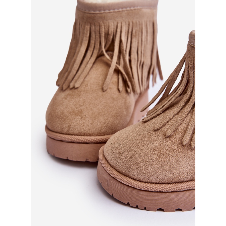 Isolierte Kinder-Schneestiefel mit dekorativen Fransen Beige Nimia 1