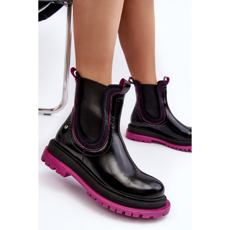 Damen-Chelsea-Stiefel aus Leder Maciejka 06199 Schwarz 2