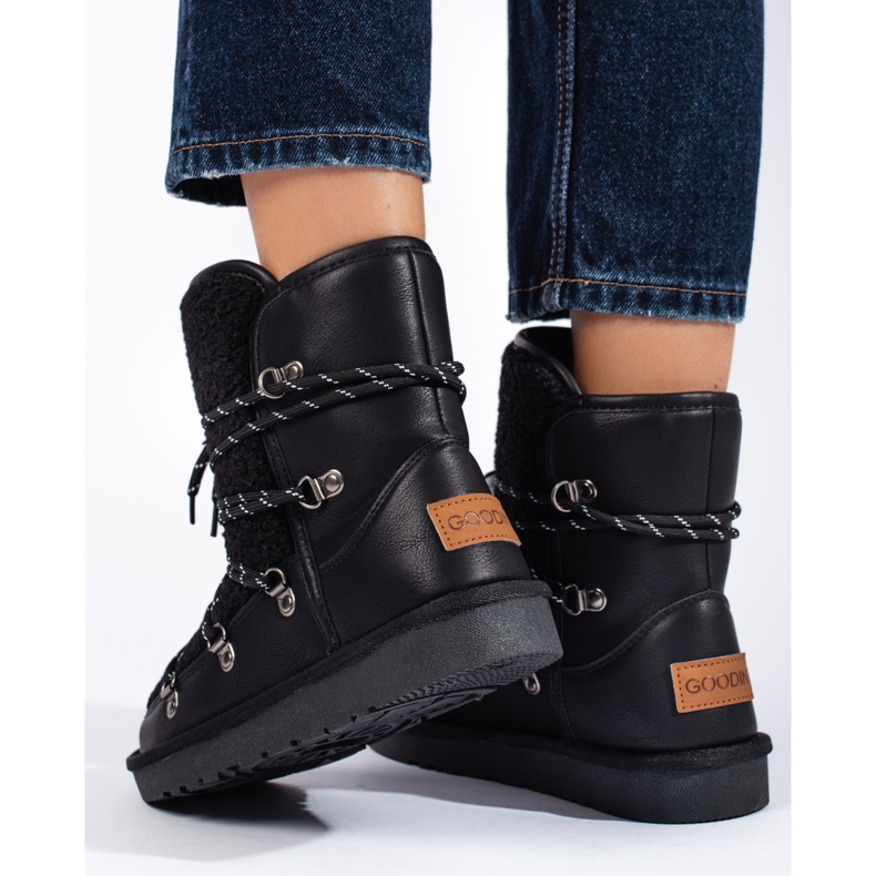 Warme schwarze shelovet Schneestiefel für Damen 1