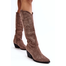 PA1 Dunkelbeige Cowboystiefel für Damen von Sloana 4