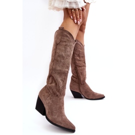 PA1 Dunkelbeige Cowboystiefel für Damen von Sloana 1