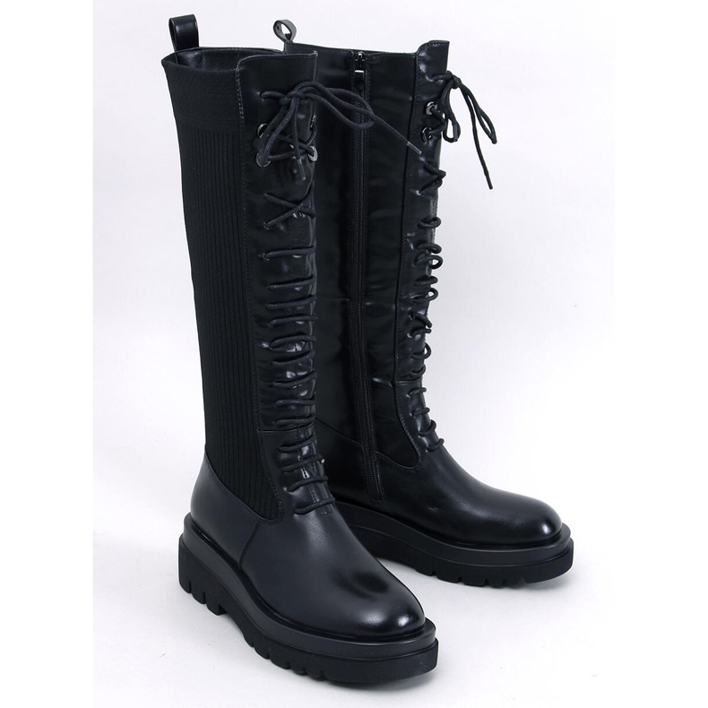 Stebb Schwarze Stiefel mit flexiblem Obermaterial 1