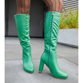 Grüne High-Heel-Stiefel von Strother 2
