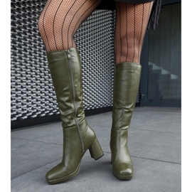 Grüne Stiefel mit quadratischer Spitze von Biassono 2