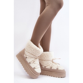 Damen-Schneestiefel zum Schnüren mit dicker Sohle, Beige Loso 2