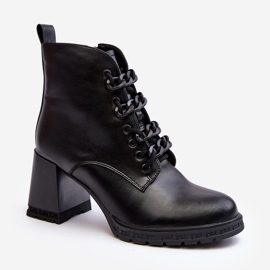 S.Barski Damen-Schnürstiefel mit hohem Absatz D&amp;A CR8120 Schwarz 1