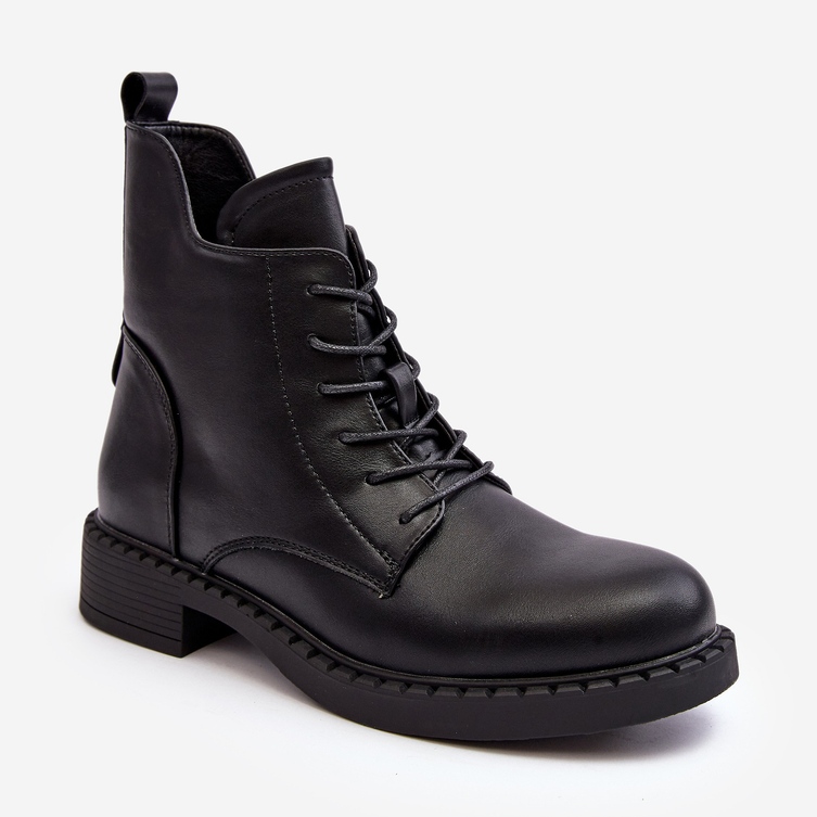 Klassische flache Damenstiefel in Schwarz von Ballisa 2