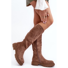 Braune, isolierte Overknee-Stiefel für Damen von Heliofa 2