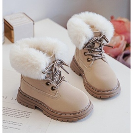 Trapperstiefel für Kinder mit Reißverschluss und Fell, Beige Gerande 2