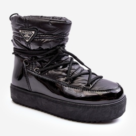 Damen-Plateau-Schneestiefel mit Schnürung Black Fleure schwarz 1