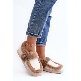 Damenhausschuhe mit Fell Beige Sailey 1