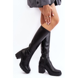 Sergio Leone Overknee-Stiefel für Damen mit hohem Absatz, schwarzes Sislene 2