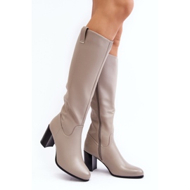 Sergio Leone Overknee-Stiefel mit hohem Absatz für Damen in Grau Nelamessa 1