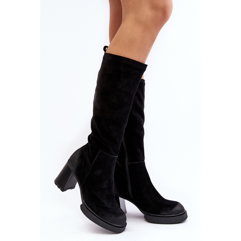 Overknee-Stiefel für Damen aus Wildleder Lemar Schwarz Ceraxa 1