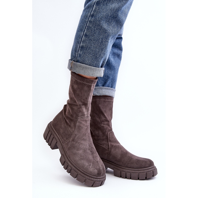 Arbeiter-Slip-On-Stiefel mit flachem Absatz, Grau Divella 1