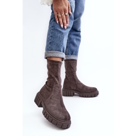 Arbeiter-Slip-On-Stiefel mit flachem Absatz, Grau Divella 2