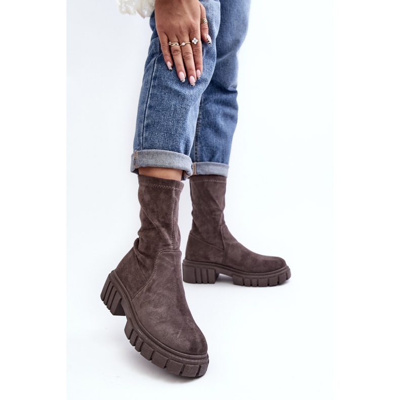 Arbeiter-Slip-On-Stiefel mit flachem Absatz, Grau Divella 2