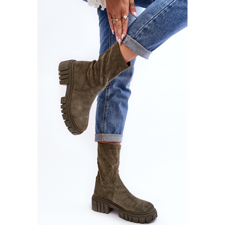 Grüne Divella Workers Slip-On-Flachstiefel 2