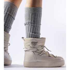 Beige Lack-Schneestiefel mit Gummiband von Calogero 1