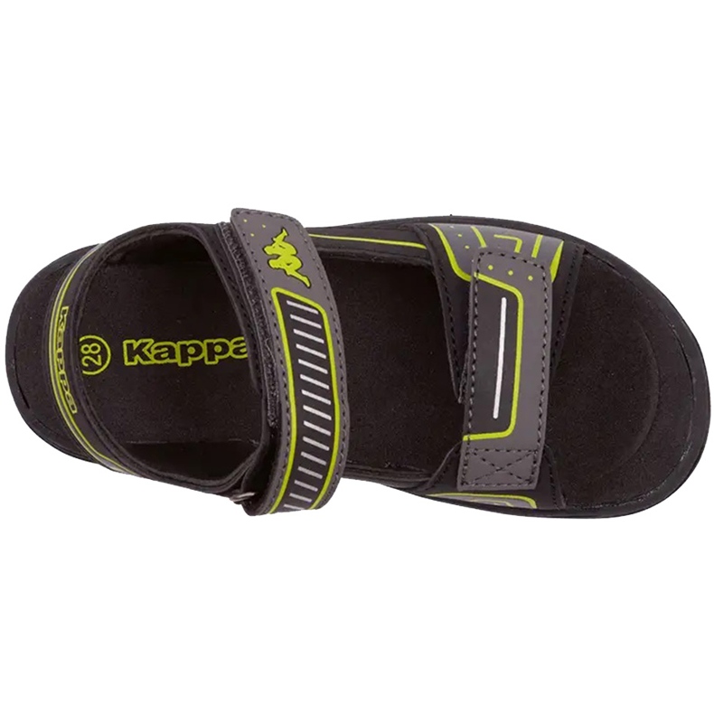 Kappa Paxos Kindersandalen Schwarz und Limette 260864K 1133 1