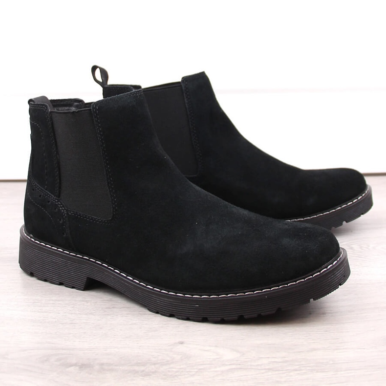 Leder-Wildleder-Chelsea-Stiefel für Herren, schwarzer Slip-On Filippo MBT5003 1