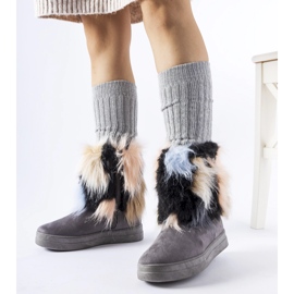 Graue isolierte Schneestiefel mit Fell von Cordero 1