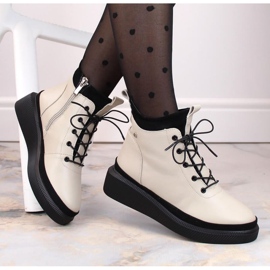 Filippo W PAW482 beige isolierte Leder-Plateaustiefel weiß 2