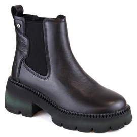 Filippo W PAW484 isolierte Chelsea-Stiefel aus schwarzem Leder 1