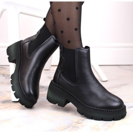 Filippo W PAW484 isolierte Chelsea-Stiefel aus schwarzem Leder 2