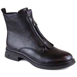 Isolierte Stiefeletten mit flachem Absatz und Reißverschluss, Filippo W PAW494, schwarz 1