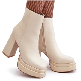 Sweet Shoes Damen-Stiefeletten mit hohem Absatz und Plateau, hellbeige Sandstra 4