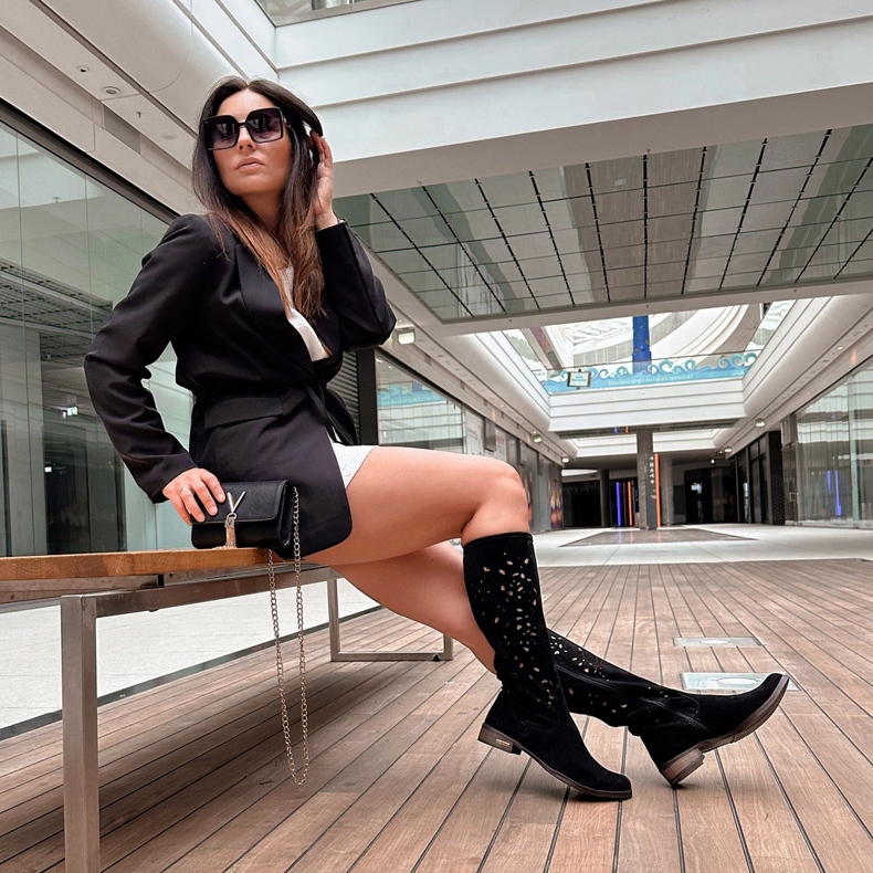 Olivier Durchbrochene Stiefel für Damen Schwarze Blumen 4
