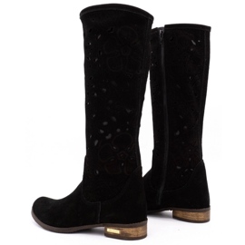 Olivier Durchbrochene Stiefel für Damen Schwarze Blumen 3