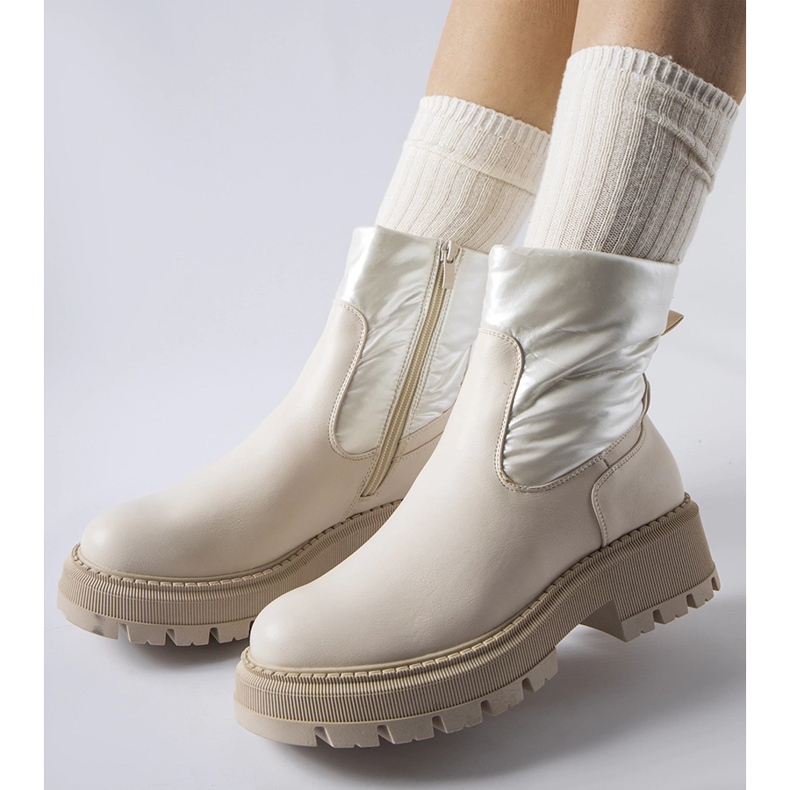 Beige Stiefeletten mit dekorativem Obermaterial von Garrett 1