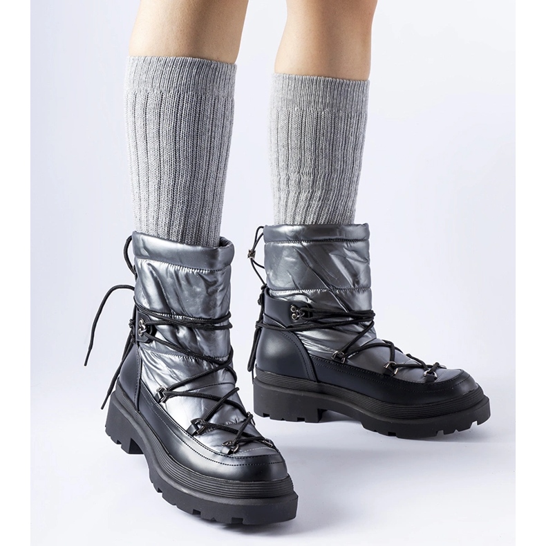 Schwarz-graue Eagleville-Schneestiefel mit Manschette 1