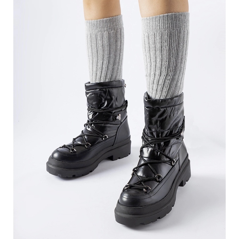 Schwarze Schneestiefel mit Eagleville-Manschette 1