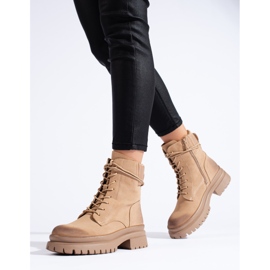 Beigefarbene Shelovet-Arbeiterschuhe für Damen 1