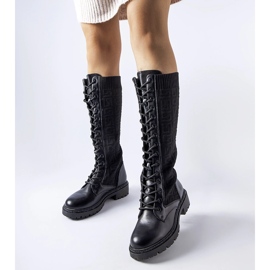 Schwarze Sock-Boots mit Pierina-Strasssteinen 1