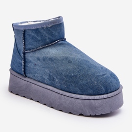 Blaue Margella Damen-Schneestiefel mit Glitzer auf der Plattform 1