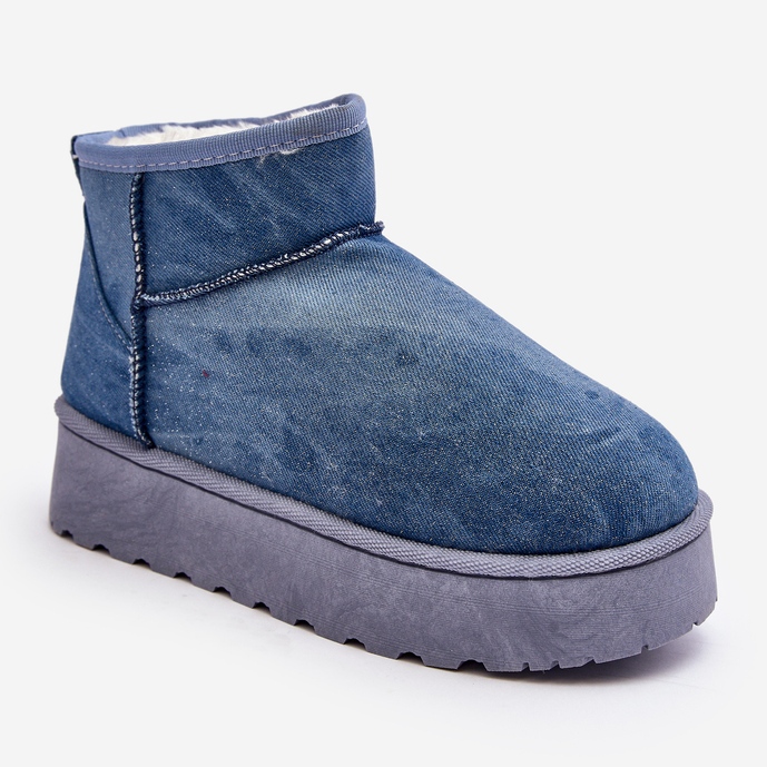 Blaue Margella Damen-Schneestiefel mit Glitzer auf der Plattform 1