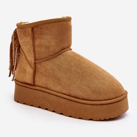 Damen-Schneestiefel auf massivem Plateau mit Fransen Camel Lirico braun 1