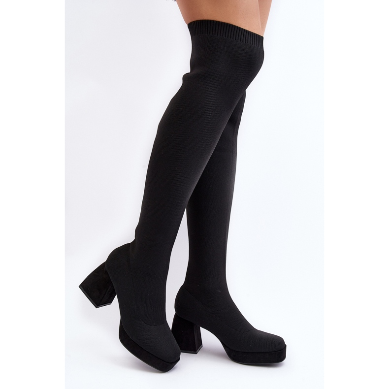 Overknee-Stiefel für Damen mit Plateau und hohem Absatz, Schwarz Manaliis 1
