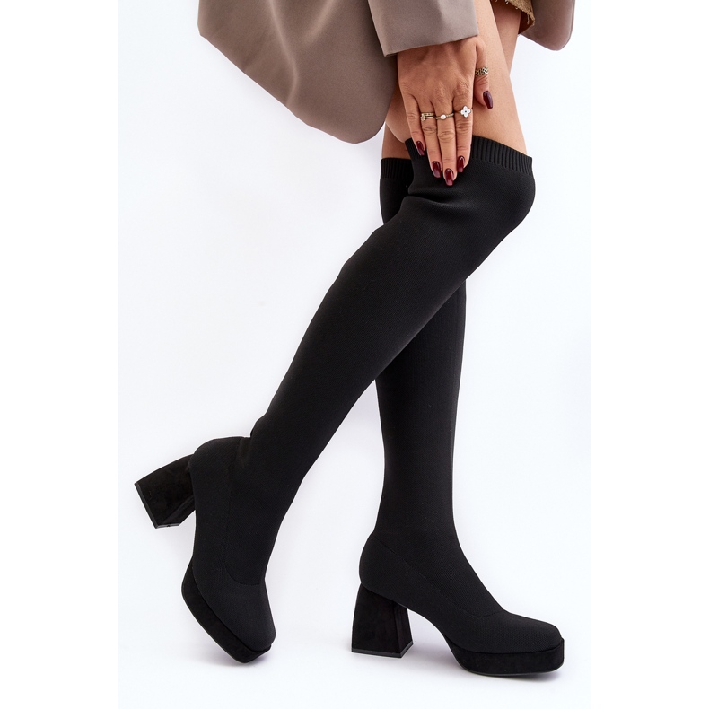 Overknee-Stiefel für Damen mit Plateau und hohem Absatz, Schwarz Manaliis 2