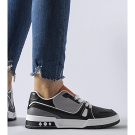 Schwarze Archie-Schuhe mit orangefarbener Zunge 1