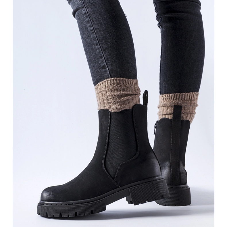 Schwarze, isolierte, matte Stiefeletten von Piedalue 1