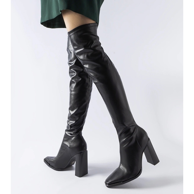 Schwarze klassische Stiefel mit hohen Absätzen von Faubourg 1