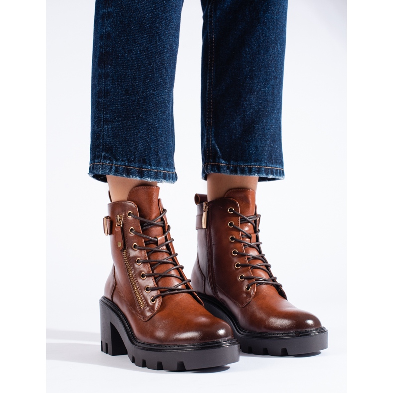 W. Potocki Braune Damen-Stiefeletten mit hohen Absätzen von Potocki 1